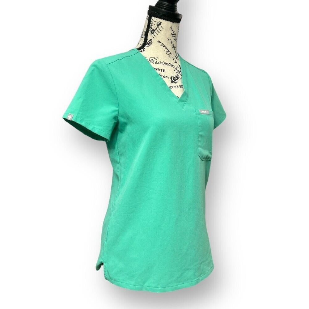 Figs Technical Collection Green Stretch Scrub Top… - image 4